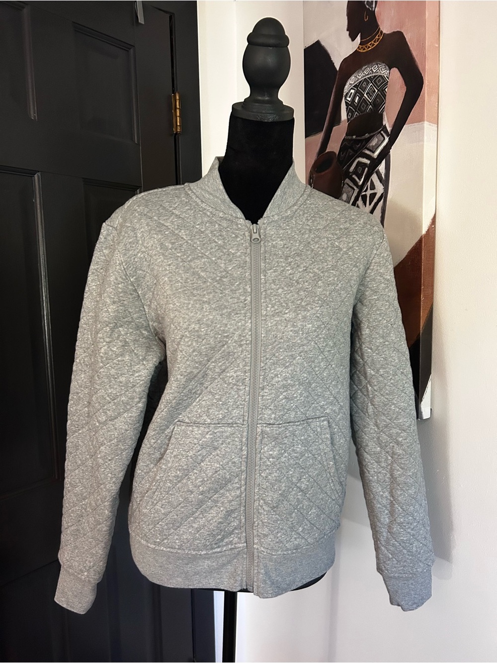 Athletic Works Gray Quilted Bomber Jacket